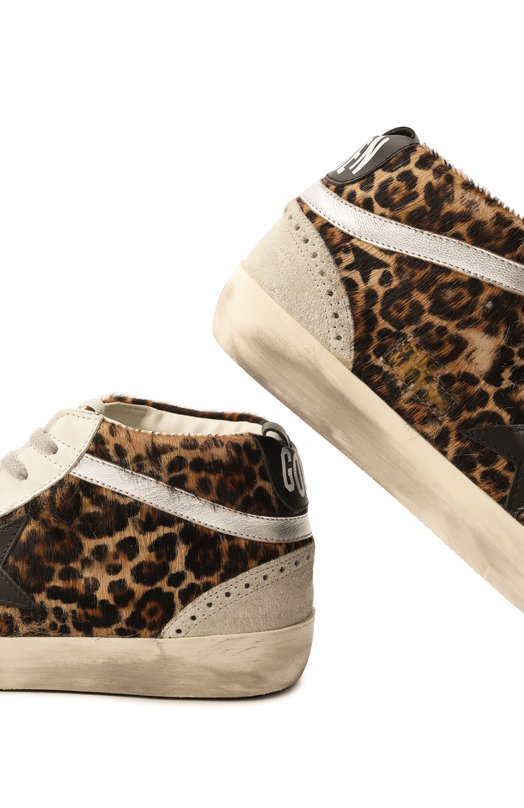 Кожаные кеды Mid Star Golden Goose Deluxe Brand GWF00122.F003766 Леопардовый  GWF00122.F003766 Фото 7