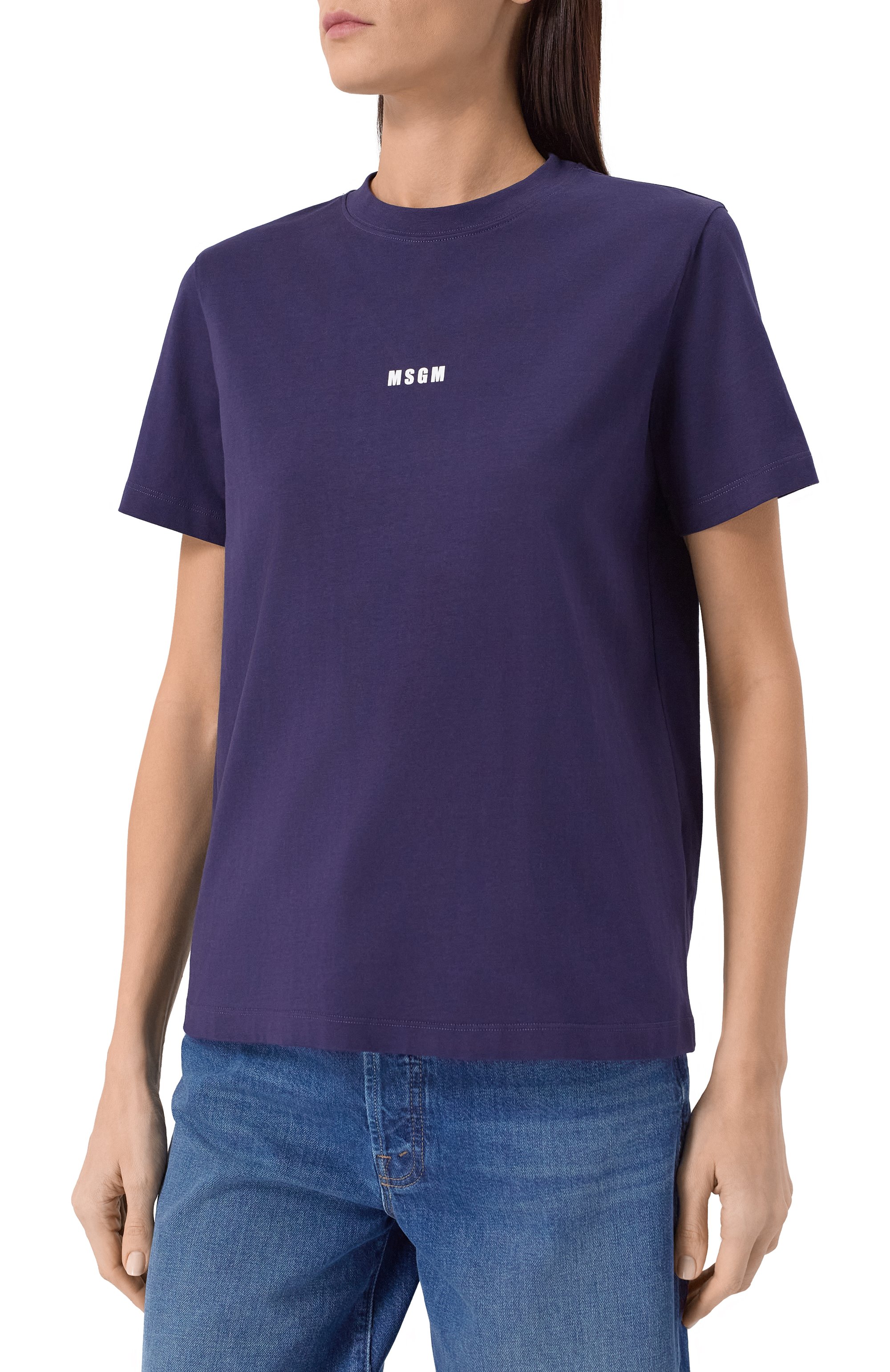 Хлопковая футболка MSGM темно-синего цвета по цене 9950 руб., арт. 3841MDM500/257002, фото 3 Хлопковая футболка MSGM, арт. 3841MDM500/257002, фото 3