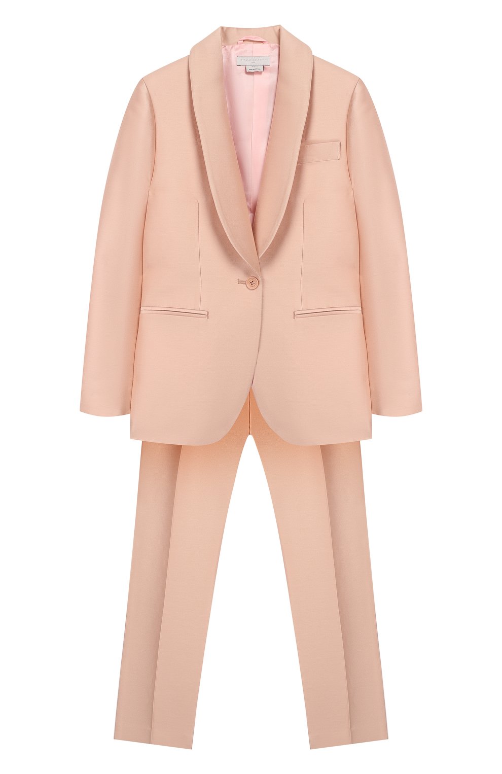 Костюм из жакета и брюк STELLA MCCARTNEY светло-розового цвета по цене 22700 руб., арт. 600183/S0KF1, фото 1 Костюм из жакета и брюк STELLA MCCARTNEY, арт. 600183/S0KF1, фото 1