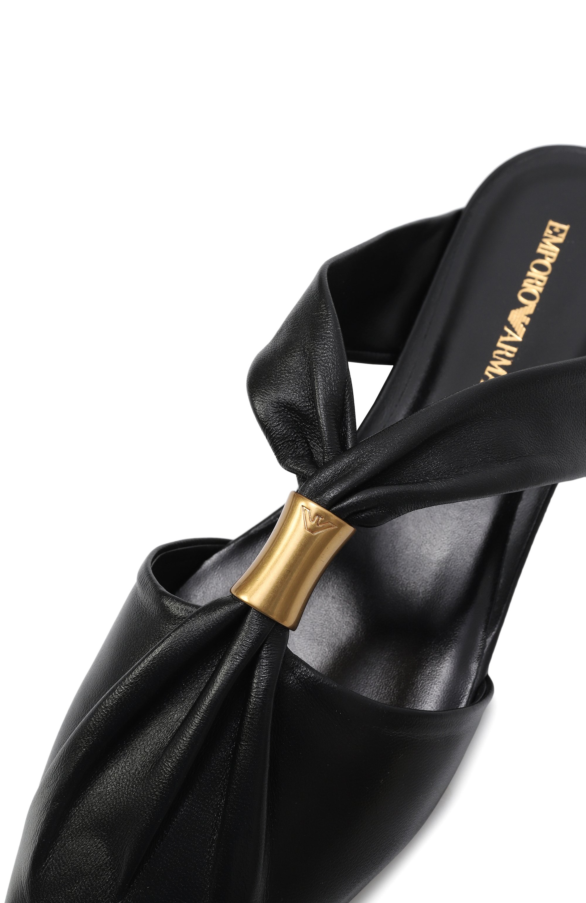 Кожаные сабо EMPORIO ARMANI черного цвета по цене 59950 руб., арт. X3R036/XF271, фото 7 Кожаные сабо EMPORIO ARMANI, арт. X3R036/XF271, фото 7