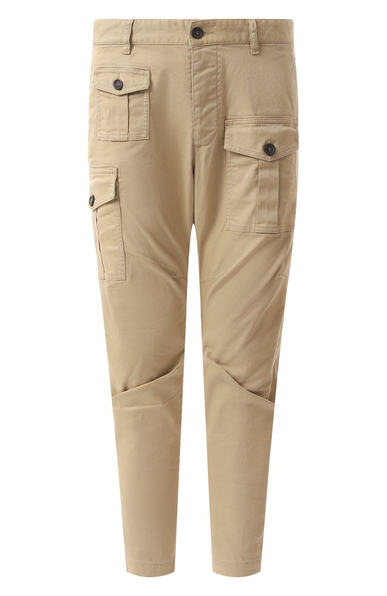 Мужские хлопковые брюки-карго DSQUARED2 бежевого цвета, арт. S74KB0818/S39021 | Фото 1 (Материал внешний: Хлопок; Случай: Повседневный; Силуэт М (брюки): Карго; Стили: Гранж; Длина (брюки, джинсы): Стандартные)