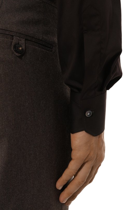 Хлопковая сорочка Kiton UCIH0865407 Коричневый  UCIH0865407 Фото 5