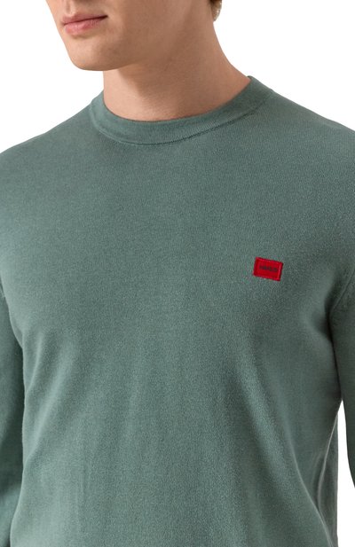 Хлопковый джемпер HUGO зеленого цвета по цене 13600 руб., арт. 50475083, фото 5 Хлопковый джемпер HUGO, арт. 50475083, фото 5