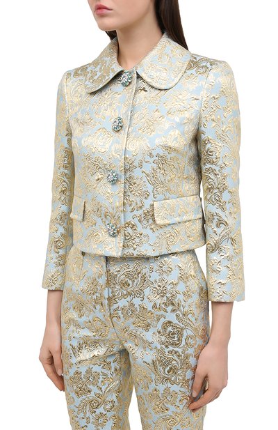 Жакет DOLCE & GABBANA голубого цвета по цене 310500 руб., арт. F26ALZ/HJMLB, фото 3 Жакет DOLCE & GABBANA, арт. F26ALZ/HJMLB, фото 3