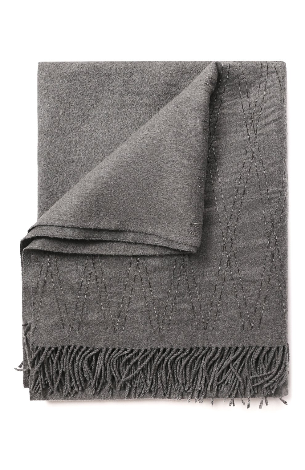 Шелковый плед BRUNELLO CUCINELLI светло-серого цвета по цене 122000 руб., арт. MPAG90A34, фото 1 Шелковый плед BRUNELLO CUCINELLI, арт. MPAG90A34, фото 1