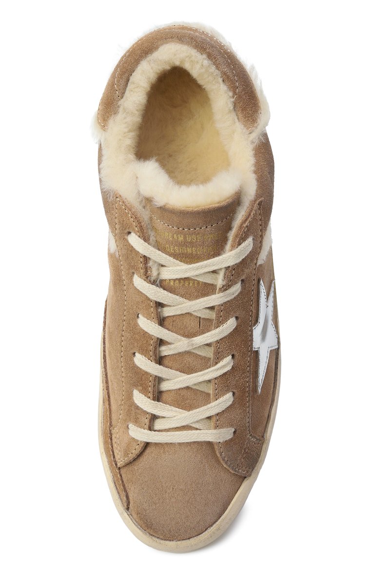 Женские замшевые кеды  super star GOLDEN GOOSE DELUXE BRAND коричневого цвета, арт. GWF00103.F006893 | Фото 6 (Подошва: Платформа; Материал внешний: Натуральная кожа, Замша; Материал утеплителя: Натуральный мех; Кросс-КТ: Низкие; Стили: Кэжуэл)
