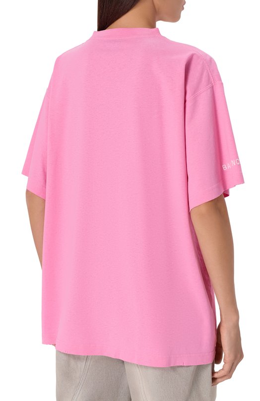 Хлопковая футболка Balenciaga 831305/TSVP6 Розовый  831305/TSVP6 Фото 4