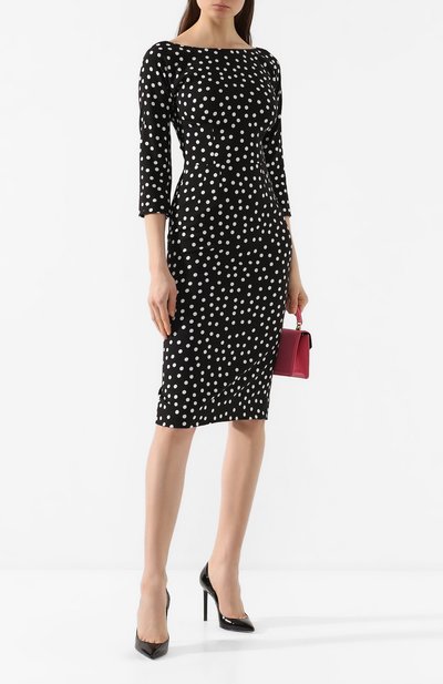 Платье из вискозы DOLCE & GABBANA черно-белого цвета по цене 228000 руб., арт. F6H6GT/FSGR2, фото 2 Платье из вискозы DOLCE & GABBANA, арт. F6H6GT/FSGR2, фото 2