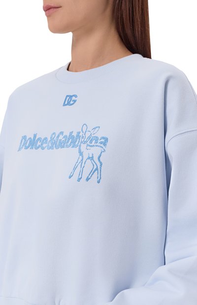 Хлопковый свитшот DOLCE & GABBANA голубого цвета по цене 75550 руб., арт. F9Q92Z/GDDM6, фото 5 Хлопковый свитшот DOLCE & GABBANA, арт. F9Q92Z/GDDM6, фото 5
