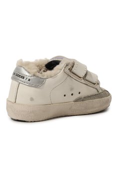 Детские кожаные кеды superstar GOLDEN GOOSE DELUXE BRAND белого цвета, арт. GJF00111.F002827 | Фото 3 (Материал утеплителя: Натуральный мех; Девочки Кросс-КТ: Обувь-низкие; Материал внутренний: Натуральная кожа; Материал сплава: Проставлено; Нос: Не проставлено)