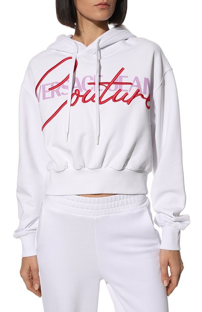 Хлопковое худи VERSACE JEANS COUTURE белого цвета по цене 31700 руб., арт. 72HAIT07-72DP314 6 EMBR0 C0TT0N FLEECE WHITE/CF01T, фото 3 Хлопковое худи VERSACE JEANS COUTURE, арт. 72HAIT07-72DP314 6 EMBR0 C0TT0N FLEECE WHITE/CF01T, фото 3