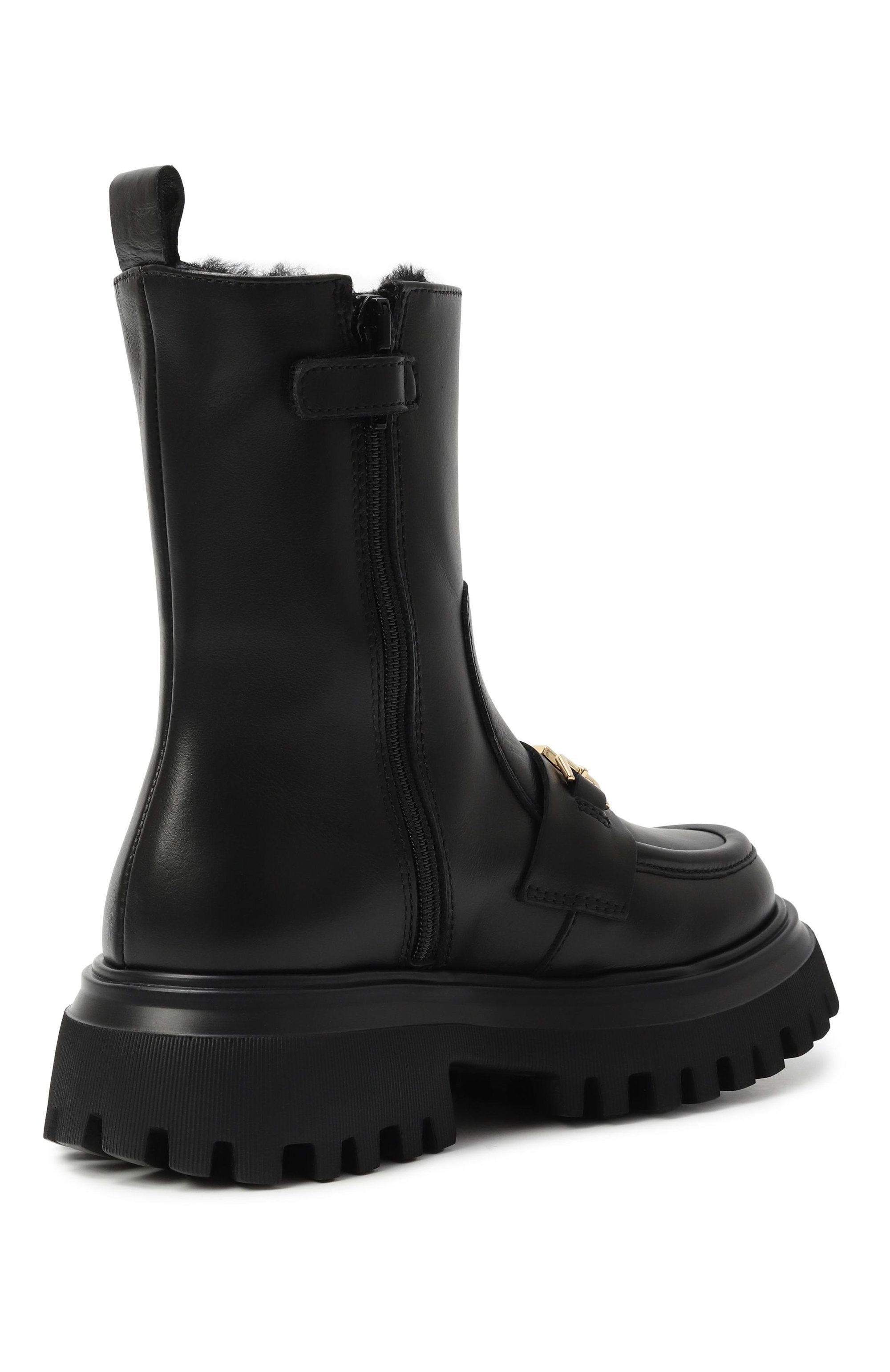 Кожаные ботинки DOLCE & GABBANA черного цвета по цене 79950 руб., арт. D11328/A0227, фото 3 Кожаные ботинки DOLCE & GABBANA, арт. D11328/A0227, фото 3