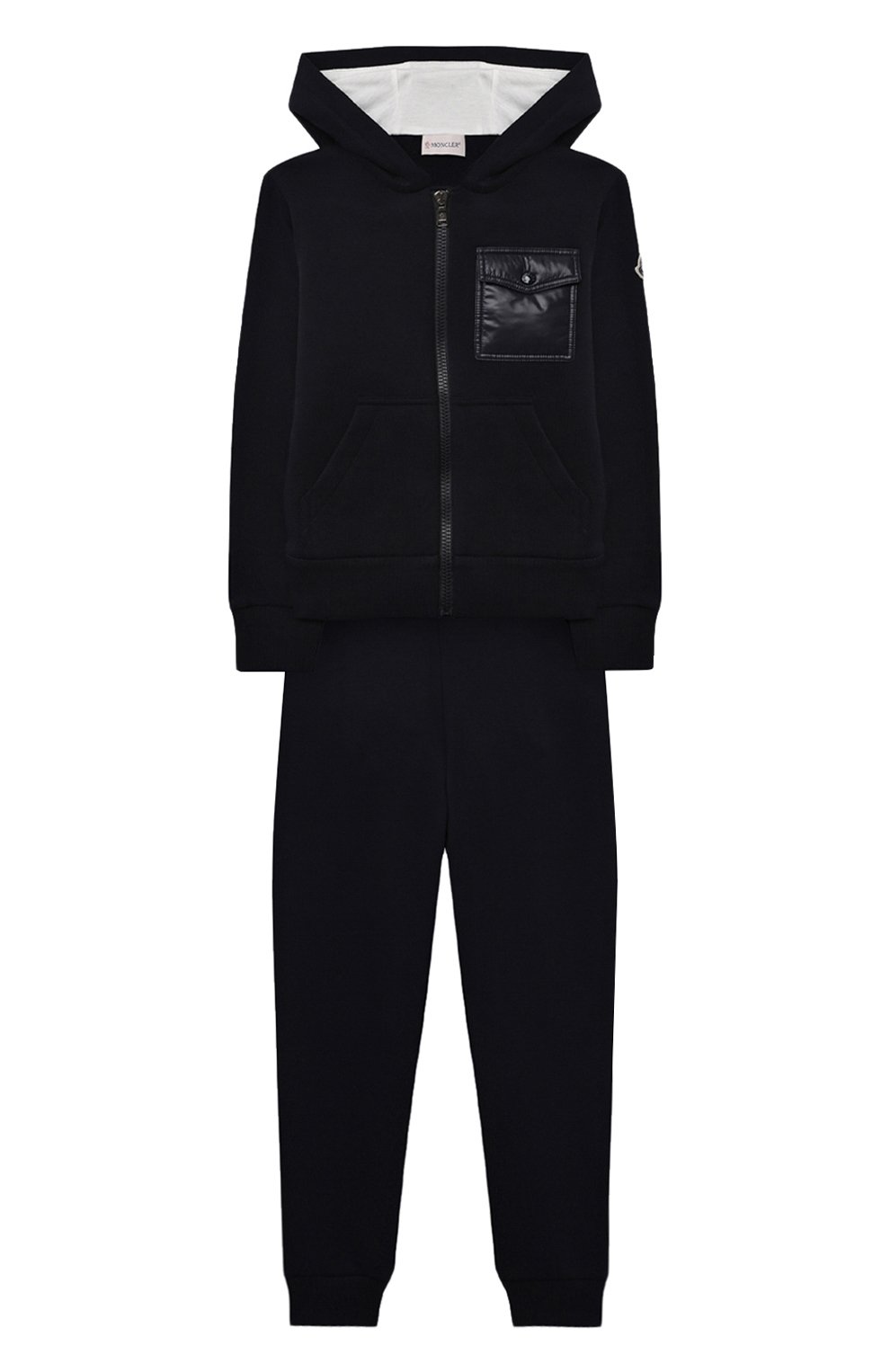 Комплект из толстовки и брюк MONCLER темно-синего цвета по цене 46200 руб., арт. G2-954-8M761-20-809B3/12-14A, фото 1 Комплект из толстовки и брюк MONCLER, арт. G2-954-8M761-20-809B3/12-14A, фото 1