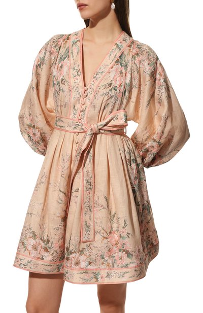 Льняное платье ZIMMERMANN бежевого цвета по цене 85350 руб., арт. 2662DMSH, фото 3 Льняное платье ZIMMERMANN, арт. 2662DMSH, фото 3