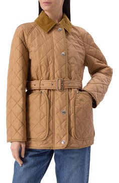 Женская куртка BURBERRY бежевого цвета, арт. 8071842 | Фото 3 (Рукава: Длинные; Материал подклада: Синтетический материал; Драгоценные камни: Проставлено; Материал сплава: Проставлено; Длина (верхняя одежда): Короткие; Кросс-КТ: Легкие, Куртка; Стили: Кэжуэл; Материал внешний: Синтетический материал)