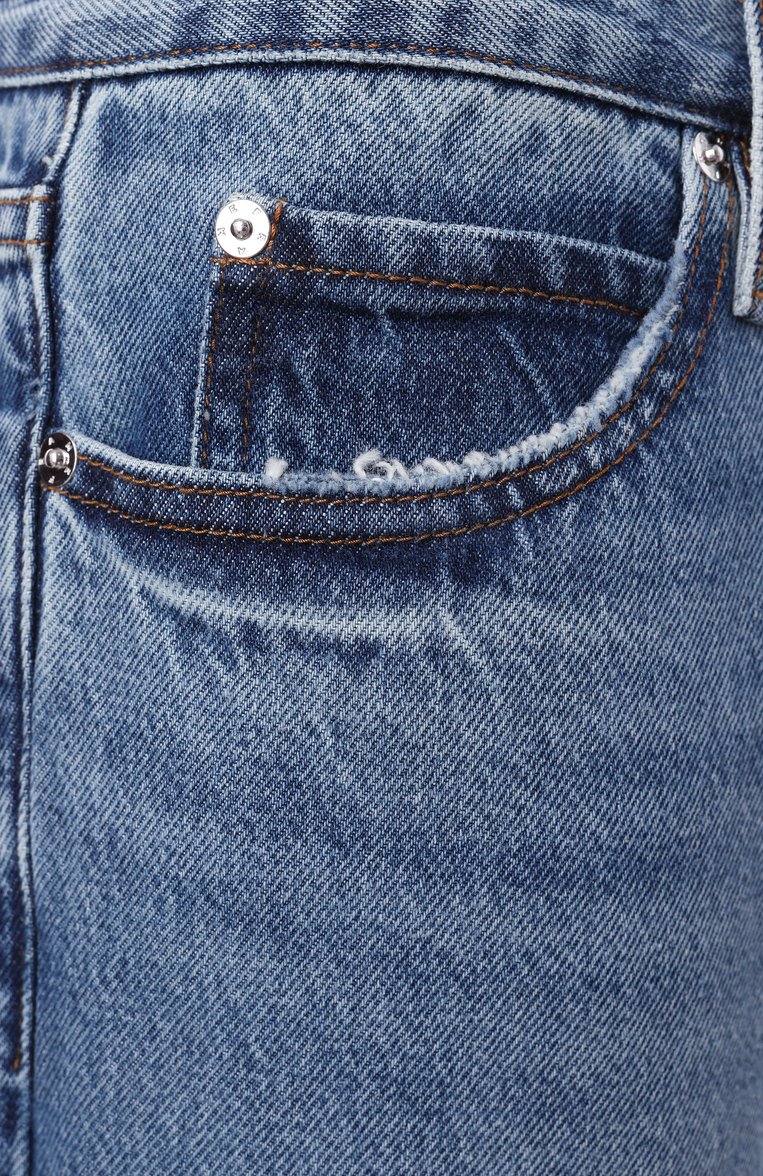 Женские джинсы FRAME DENIM синего цвета, арт. WP25DPA017 | Фото 6 (Материал внешний: Хлопок, Деним; Длина (брюки, джинсы): Стандартные; Силуэт Ж (брюки и джинсы): Прямые; Кросс-КТ: Деним; Стили: Кэжуэл; Детали: Делаве)