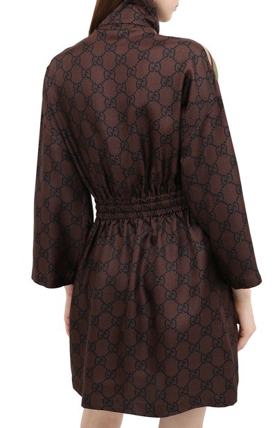 Шелковое платье GUCCI коричневого цвета по цене 244800 руб., арт. 628781/XJCL5, фото 4 Шелковое платье GUCCI, арт. 628781/XJCL5, фото 4