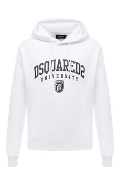 Мужской хлопковое худи DSQUARED2 белого цвета, арт. S74GU0744/S25516 | Фото 1 (Рукава: Длинные; Длина (для топов): Стандартные; Принт: С принтом; Мужское Кросс-КТ: Худи-одежда; Материал сплава: Проставлено; Материал внешний: Хлопок; Стили: Спорт-шик; Драгоценные камни: Проставлено)