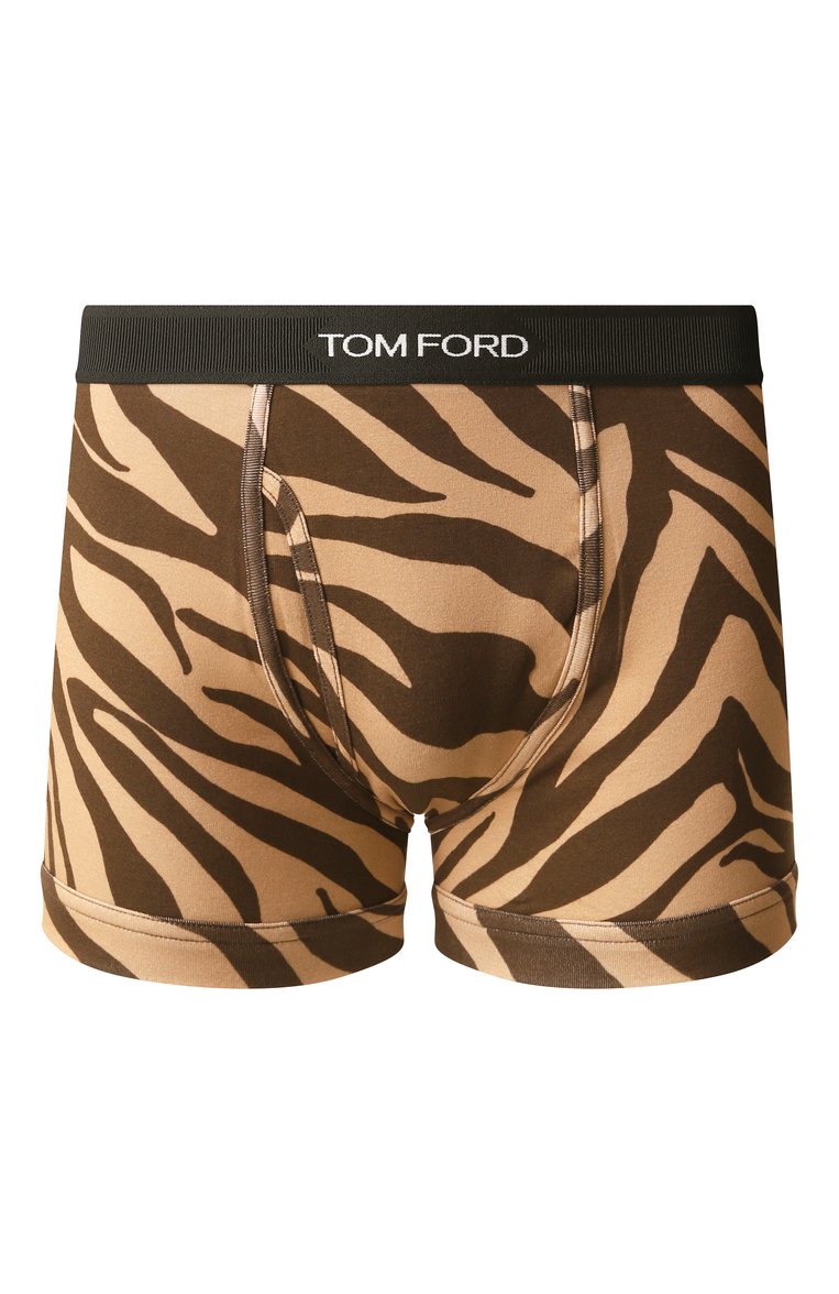 Мужские хлопковые боксеры TOM FORD коричневого цвета, арт. T4LC3166 | Фото 1 (Нос: Не проставлено; Трусы М: Боксеры; Мужское Кросс-КТ: Трусы; Кросс-КТ: бельё; Материал внешний: Хлопок)