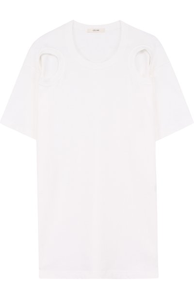 Женская однотонная хлопковая футболка свободного кроя CELINE, арт. 20DF6292B