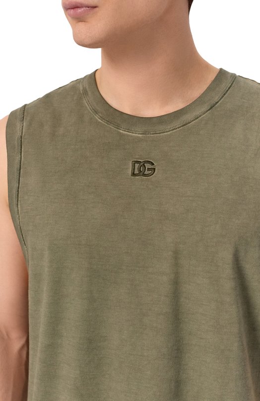 Хлопковая майка Dolce & Gabbana G8TE9Z/G7PNS Хаки  G8TE9Z/G7PNS Фото 5