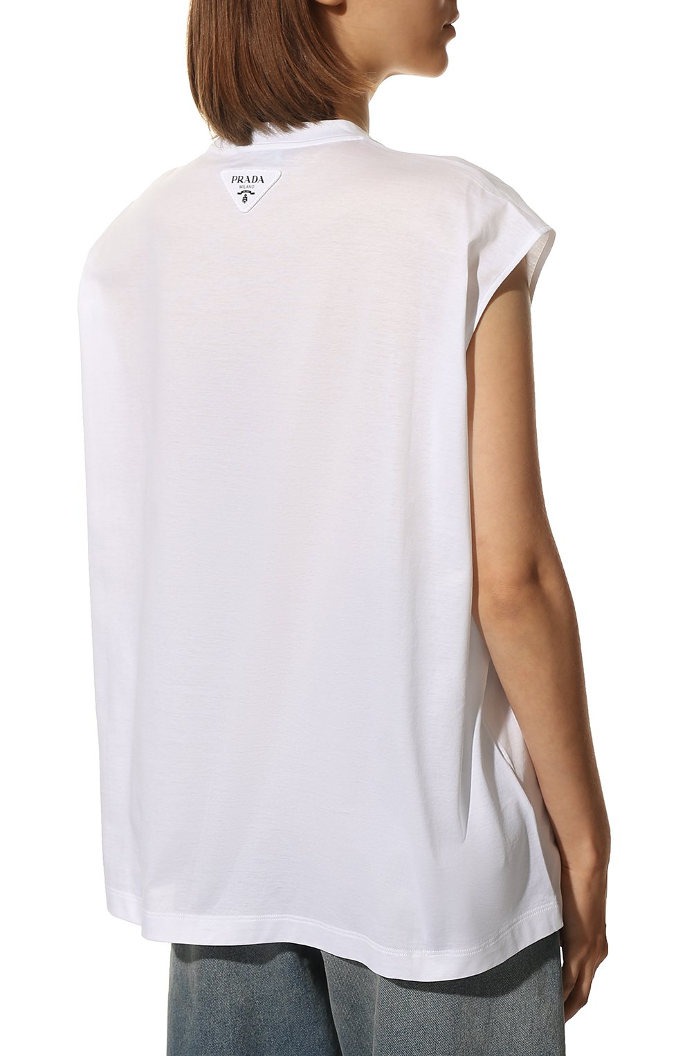 Хлопковая футболка PRADA, арт. 3556A-10M2-F0009-212, фото 4