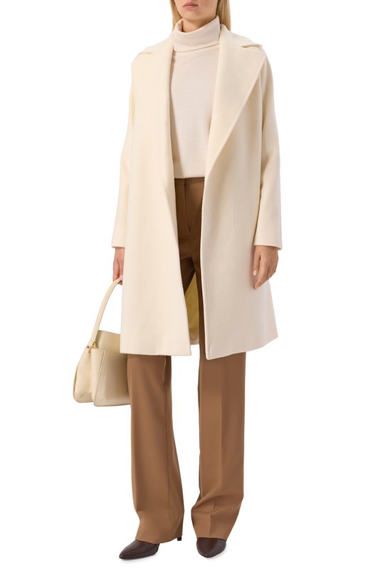 Шерстяное пальто Max Mara Studio DRAVENNA Кремовый  DRAVENNA Фото 2
