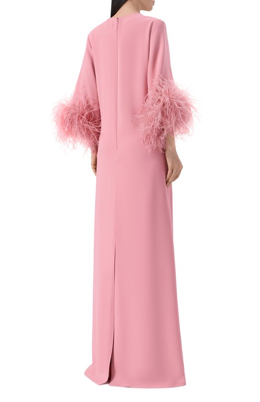 Платье из шелка и вискозы с отделкой перьями Elie Saab D1101ERC26/CD023 Розовый  D1101ERC26/CD023 Фото 3