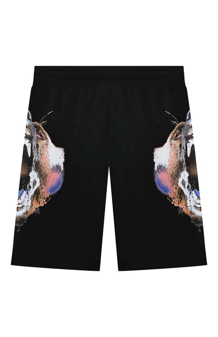 Детские хлопковые шорты MARCELO BURLON KIDS OF MILAN черного цвета, арт. 21E/B/MB/3251/0010/2-6Y | Фото 2 (Материал внешний: Хлопок; Мальчики Кросс-КТ: Шорты-одежда; Региональные ограничения белый список (Axapta Mercury): RU; Нос: Не проставлено; Материал сплава: Проставлено; Ростовка одежда: 6 лет | 116 см)
