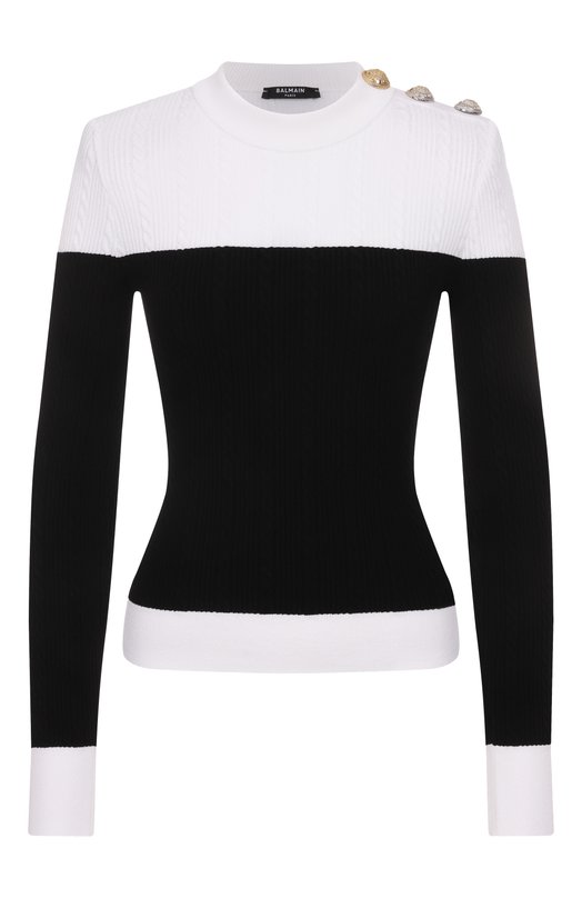 Пуловер из вискозы Balmain FF1KD002/KI50 Чёрно-белый FF1KD002/KI50