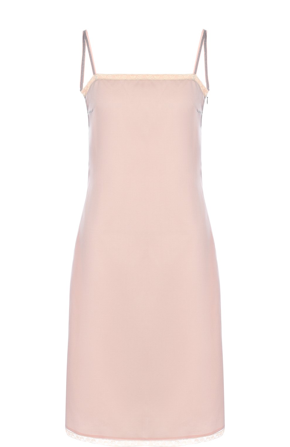 Платье-комбинация с кружевной отделкой PRADA кремового цвета по цене 92000 руб., арт. P35Y8-1QJ7-F0359, фото 1 Платье-комбинация с кружевной отделкой PRADA, арт. P35Y8-1QJ7-F0359, фото 1