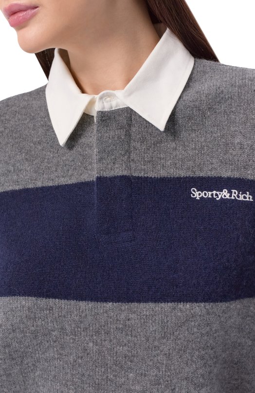 Поло из кашемира и шерсти Sporty and Rich WS08062300GY23 Разноцветный  WS08062300GY23 Фото 5