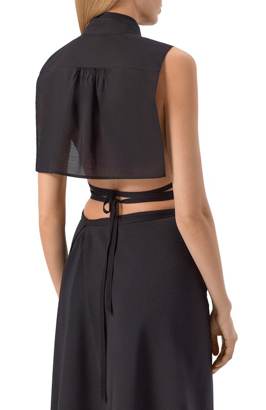 Хлопковый топ Ann Demeulemeester B0013809/FA026 Чёрный  B0013809/FA026 Фото 4