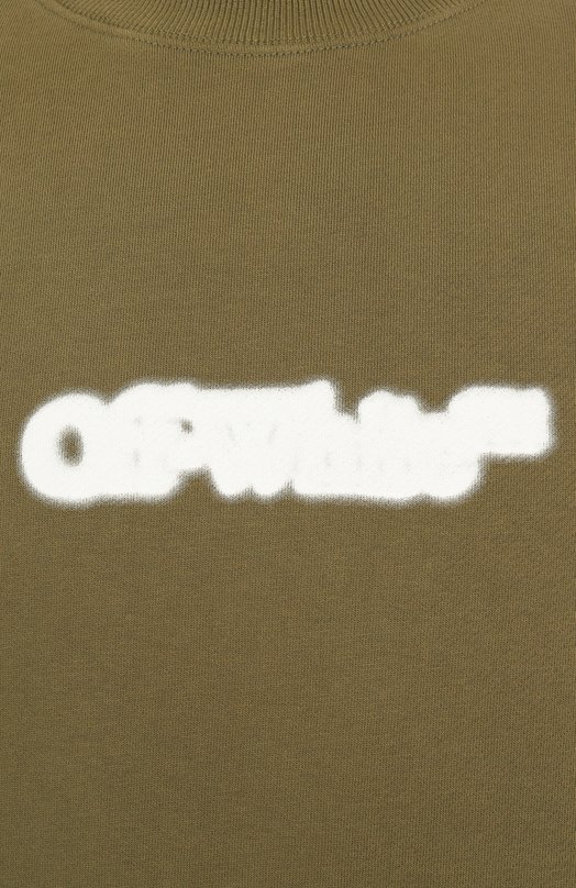 Хлопковый свитшот Off-White 0MBA054S25FLE004 Хаки  0MBA054S25FLE004 Фото 6