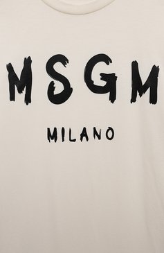 Детская хлопковая футболка MSGM KIDS кремвого цвета, арт. S4MSJUTH012 | Фото 3 (Девочки Кросс-КТ: футболка-одежда; Рукава: Короткие; Материал сплава: Проставлено; Материал внешний: Хлопок; Драгоценные камни: Проставлено; Ростовка одежда: 6 лет | 116 см, 8 лет | 128 см, 10 - 11 лет | 140 - 146см, 12 лет | 152 см, 16 лет | 164 см)