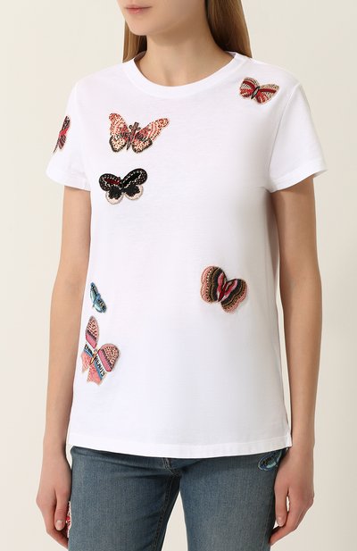 Футболка прямого кроя с отделкой в виде бабочек VALENTINO, арт. PB3MG06U/3P7, фото 3