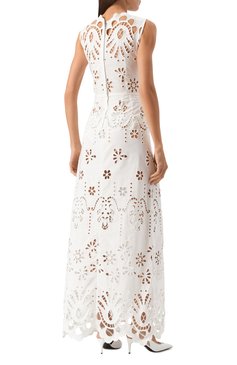 Женское хлопковое платье DOLCE & GABBANA белого цвета, арт. F6JI0Z/GDCJW | Фото 4 (Материал сплава: Проставлено; Драгоценные камни: Проставлено; Длина Ж (юбки, платья, шорты): Макси; Женское Кросс-КТ: Платье-одежда; Случай: Повседневный; Стили: Романтичный; Рукава: Без рукавов; Материал внешний: Хлопок)