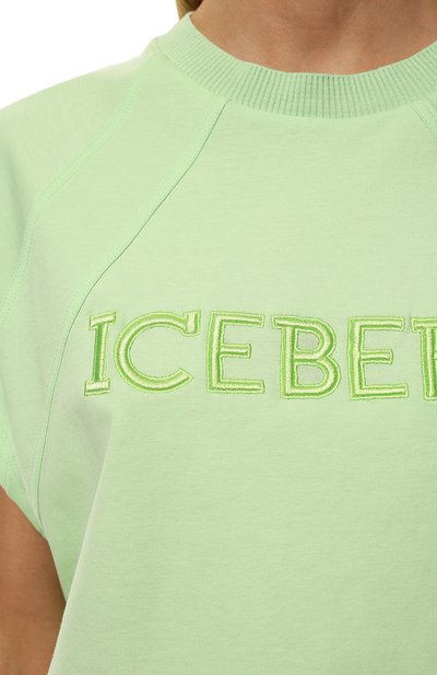 Хлопковая футболка ICEBERG салатового цвета по цене 17000 руб., арт. 22E I2P0/F011/6307, фото 5 Хлопковая футболка ICEBERG, арт. 22E I2P0/F011/6307, фото 5
