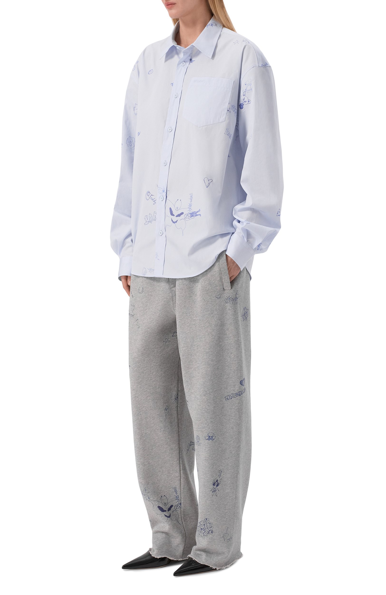 Хлопковая рубашка VETEMENTS голубого цвета по цене 104000 руб., арт. MH27SH256LB, фото 3 Хлопковая рубашка VETEMENTS, арт. MH27SH256LB, фото 3