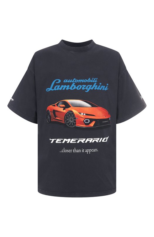 Хлопковая футболка Balenciaga x Automobili Lamborghini Balenciaga 831305/TSVP9 Серый 831305/TSVP9