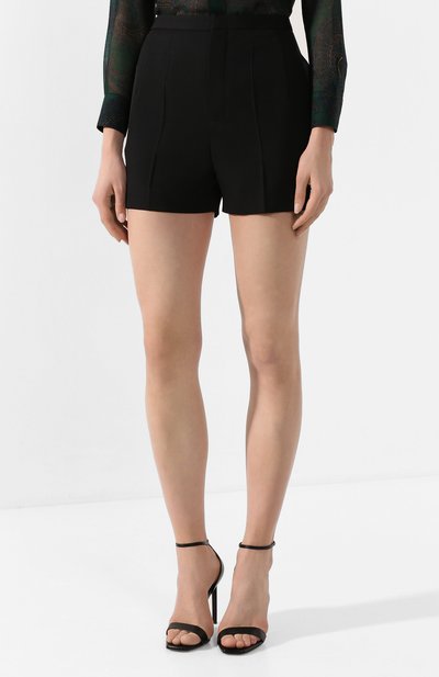 Шерстяные шорты SAINT LAURENT черного цвета по цене 104500 руб., арт. 622135/Y512W, фото 3 Шерстяные шорты SAINT LAURENT, арт. 622135/Y512W, фото 3