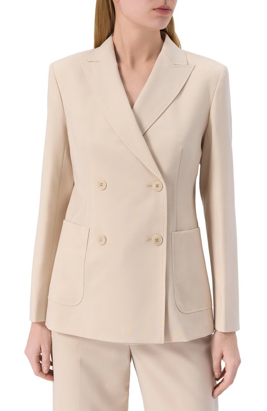 Шерстяной жакет Weekend Max Mara NERV0S0 Бежевый  NERV0S0 Фото 3
