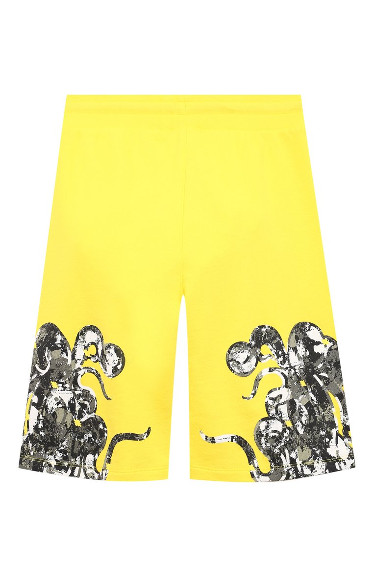 Детские хлопковые шорты MARCELO BURLON KIDS OF MILAN желтого цвета, арт. 21E/B/MB/3206/0020/8-14Y | Фото 2 (Мальчики Кросс-КТ: Шорты-одежда; Материал внешний: Хлопок; Региональные ограничения белый список (Axapta Mercury): RU; Нос: Не проставлено; Ростовка одежда: 8 лет | 128 см)