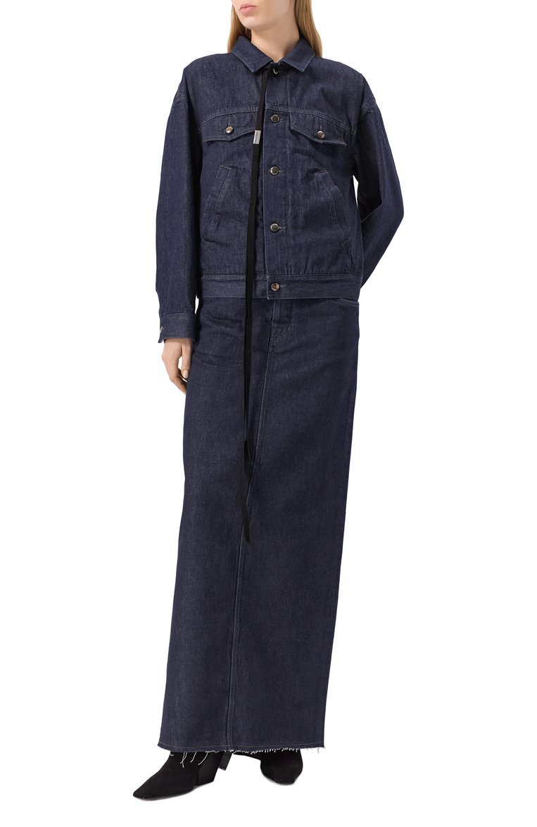 Женская джинсовая куртка ANN DEMEULEMEESTER темно-синего цвета, арт. B0010178/FA586 | Фото 3 (Материал подклада: Хлопок; Рукава: Длинные; Длина (верхняя одежда): Короткие; Кросс-КТ: Деним, Куртка, Легкие; Материал внешний: Деним, Хлопок; Стили: Кэжуэл; Автоматизация ТО: Проставлено; Автоматизация состава: Проставлено)