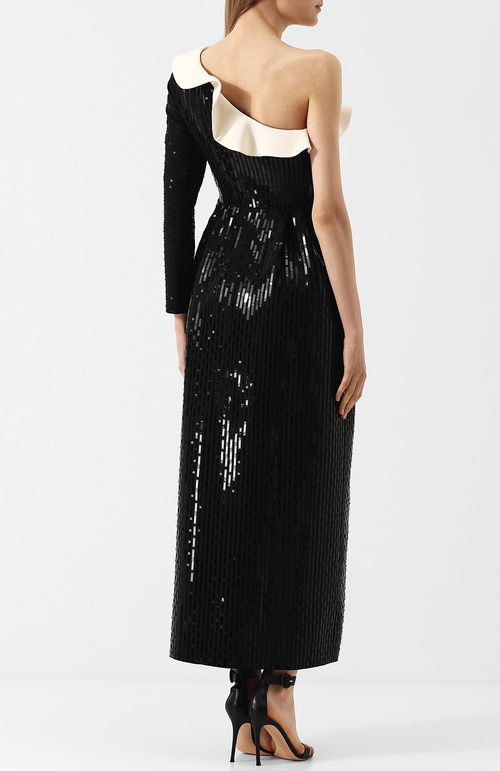 Приталенное платье с декорированной отделкой и оборкой VALENTINO, арт. QB2VD7Q51CF, фото 4