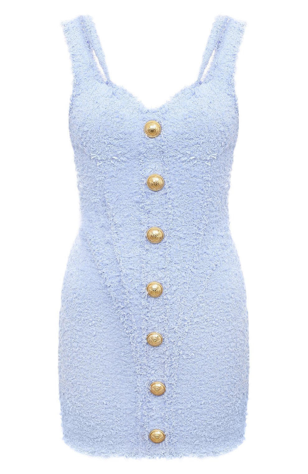 Платье BALMAIN голубого цвета по цене 299500 руб., арт. AF0R4155XC67, фото 1 Платье BALMAIN, арт. AF0R4155XC67, фото 1