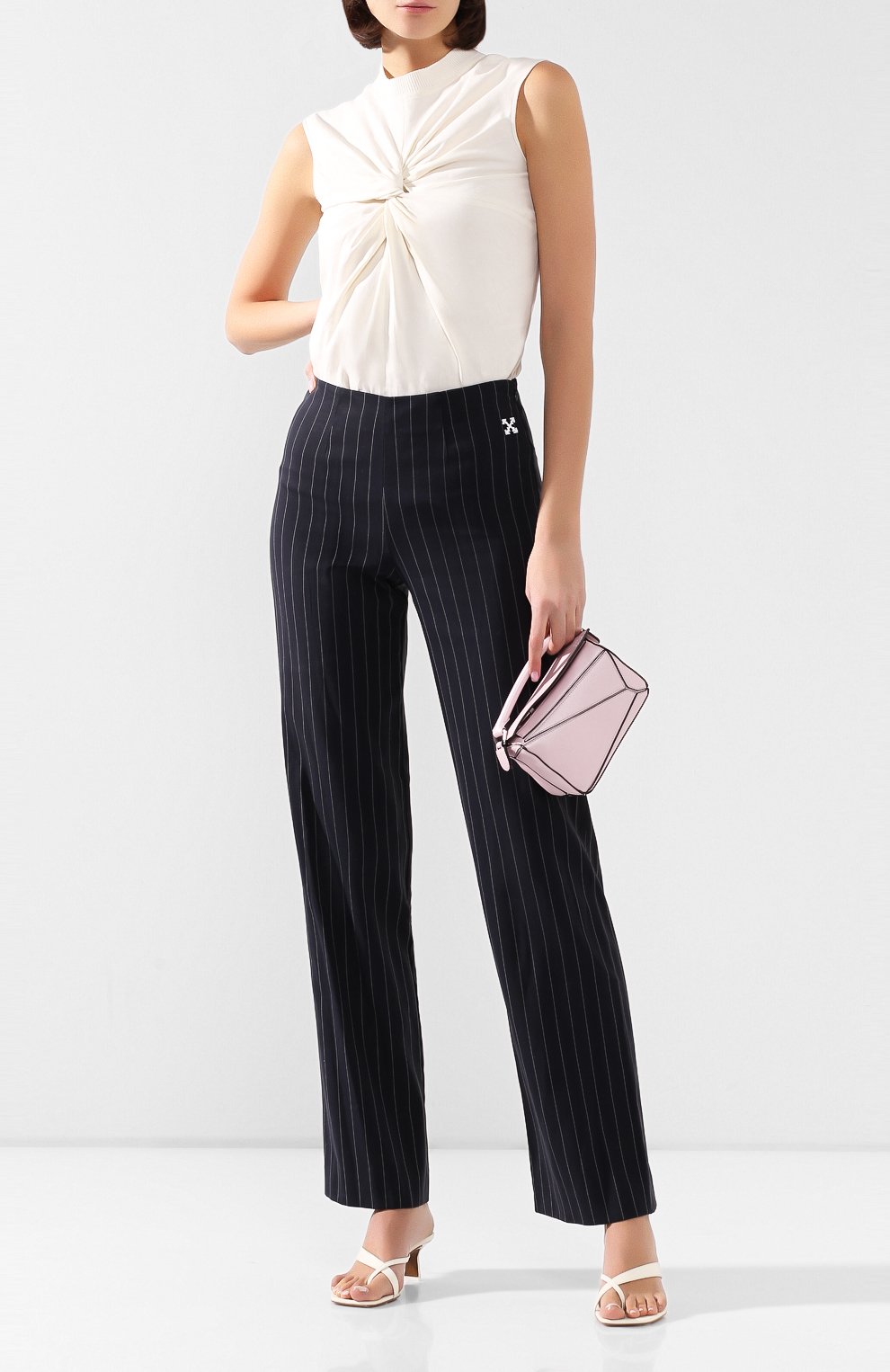 Топ из смеси льна и вискозы OFF-WHITE белого цвета по цене 41300 руб., арт. 0WAD104S20FAB0010100, фото 2 Топ из смеси льна и вискозы OFF-WHITE, арт. 0WAD104S20FAB0010100, фото 2
