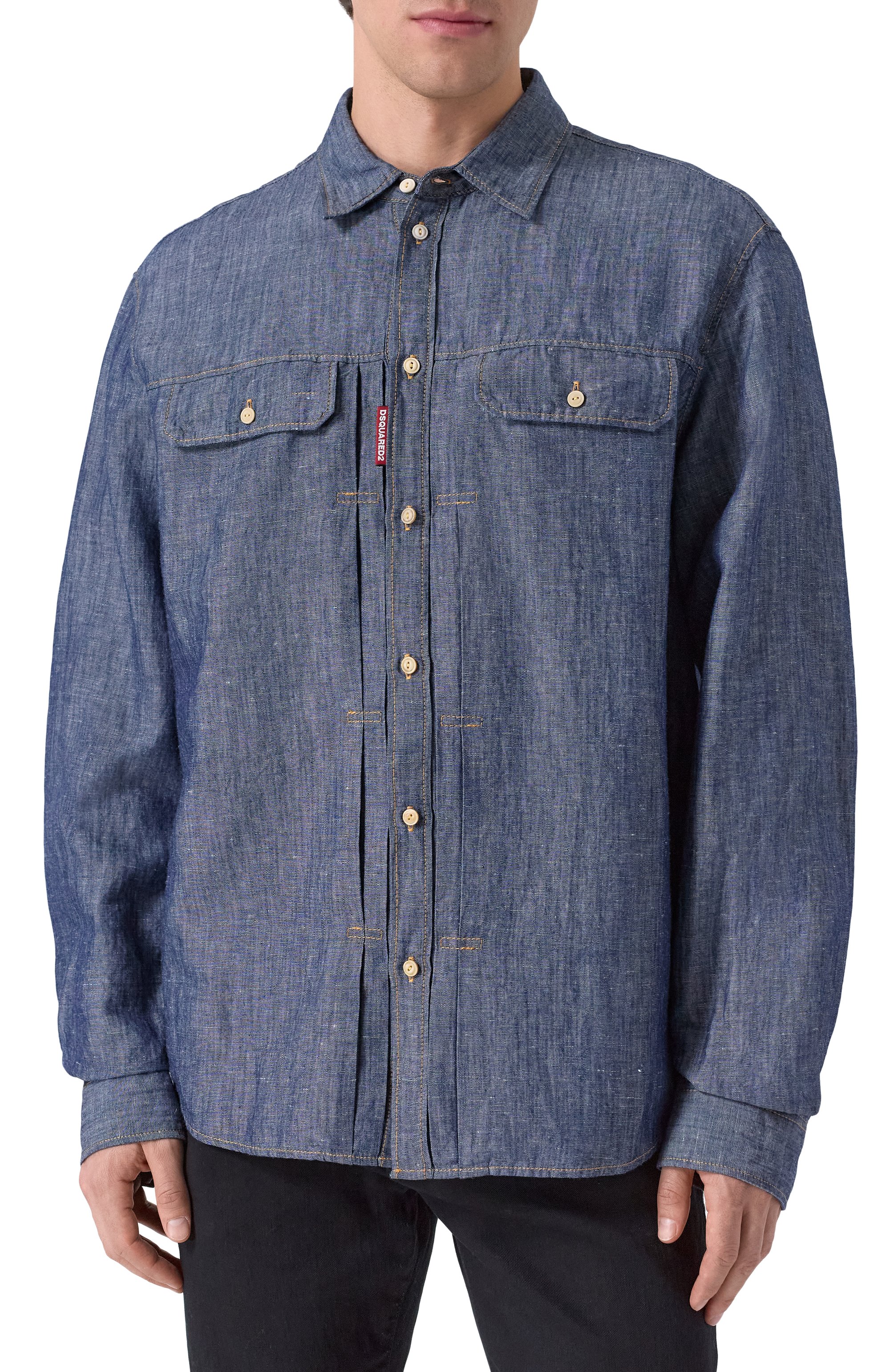 Рубашка из хлопка и льна DSQUARED2, арт. S74DM0896/D30012, фото 3