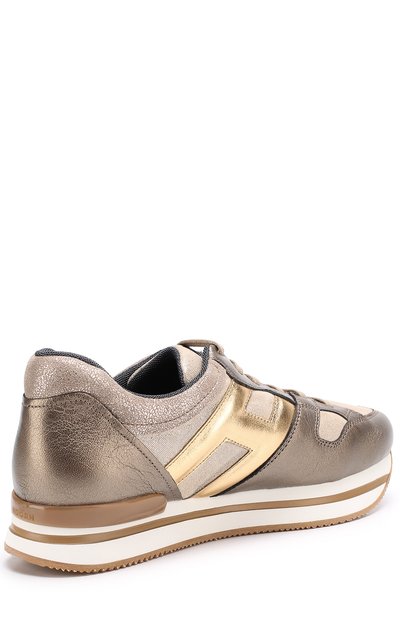 Кожаные кроссовки с металлизированной отделкой на толстой подошве HOGAN, арт. HXR2220T540HAQ596K, фото 3