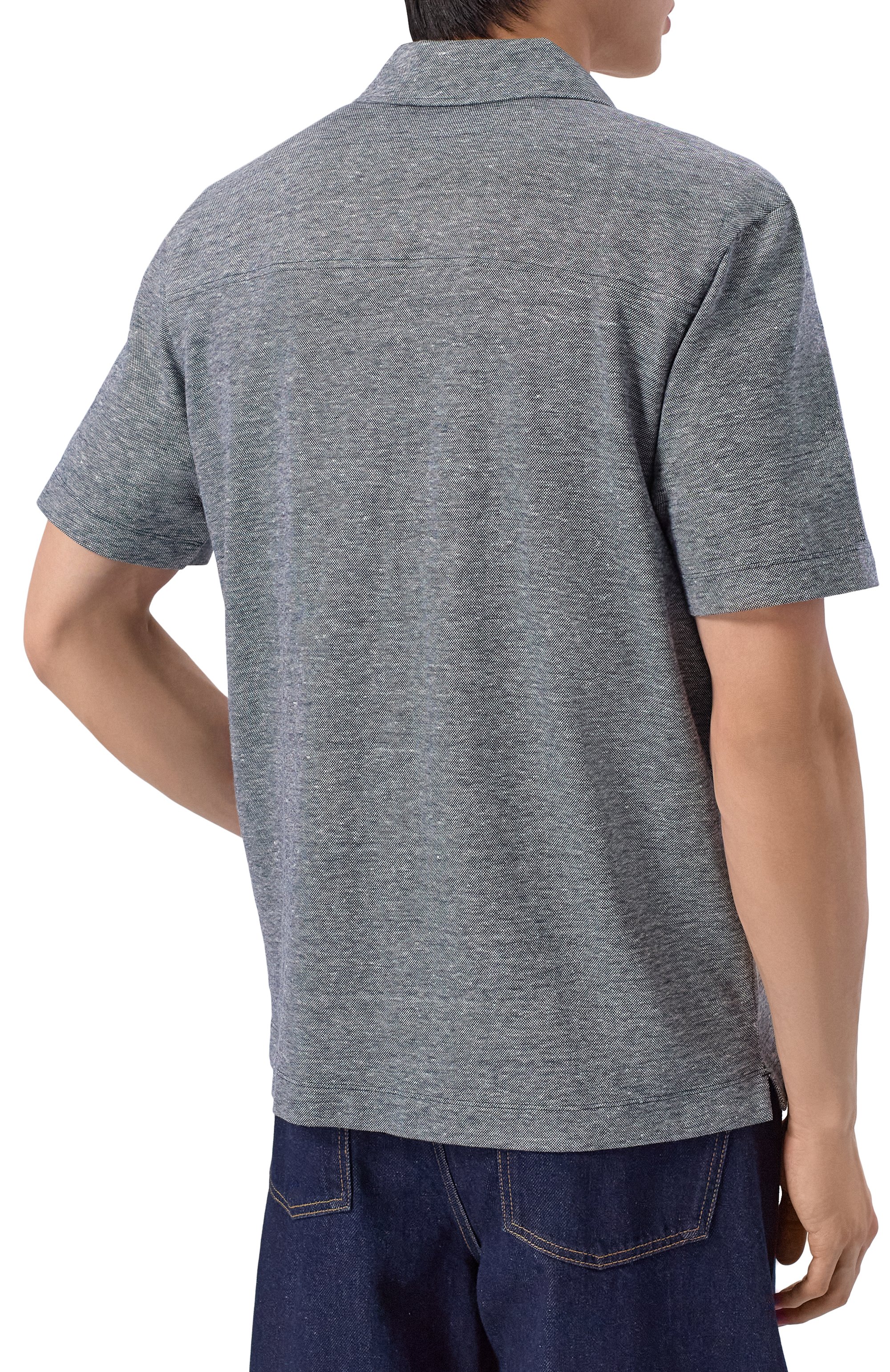 Рубашка изо льна и хлопка BOSS темно-синего цвета по цене 23950 руб., арт. 50559165, фото 4 Рубашка изо льна и хлопка BOSS, арт. 50559165, фото 4